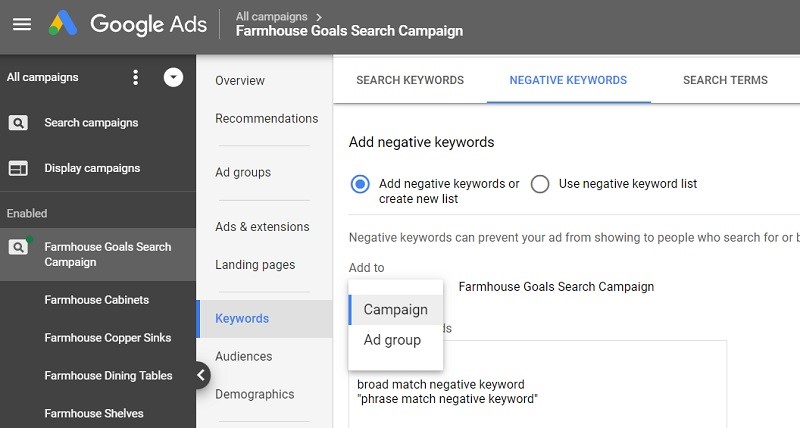 Negative Keywords in Keyword research